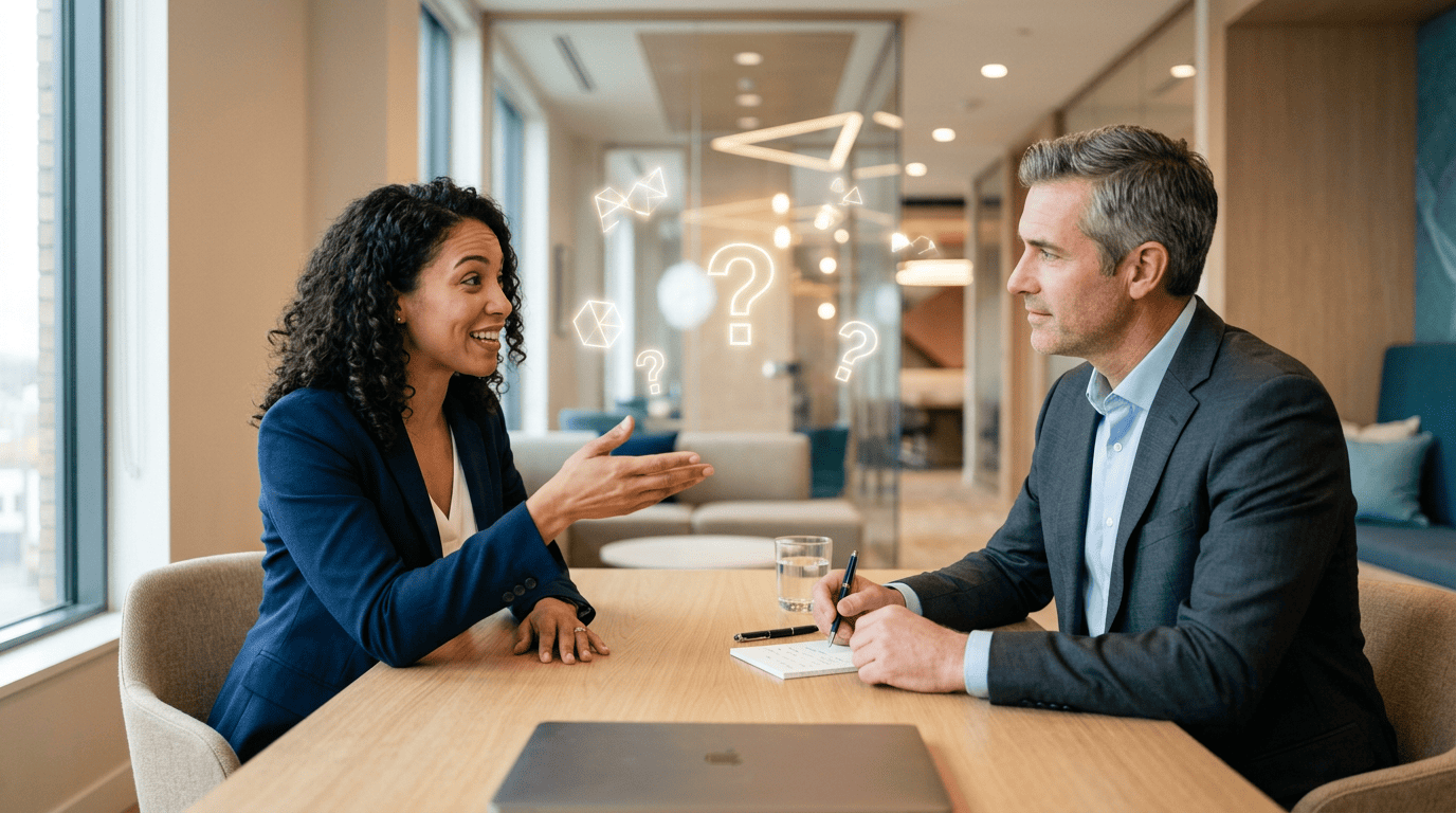 Person preparing a list of questions to ask a financial advisor at a meeting